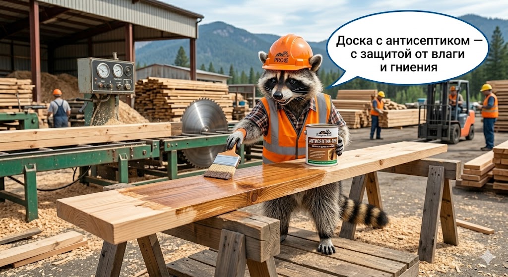 Доска обрезная с антисептиком купить в Москве и Московской области